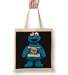 Monster Cookies Cookie Kurabiye Canavarı Bez Çanta Uzun Saplı