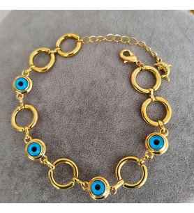 22 AYAR ALTIN KAPLAMA nazarlı BİLEKLİK