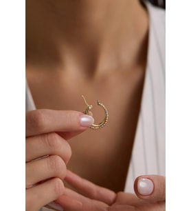 14 Ayar Dorikalı Oval Altın Küpe