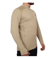 Çeyrek Fermuar Uzun Kollu Sweatshirt, Termal Sweatshirt Kum Rengi, Esnek İç Katman Giysisi