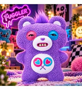 Fuggler X Care Bears Mor Peluş Oyuncak Renkli Gözlü Komik Çirkin Ayıcık
