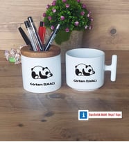 Uykucu Panda Kalemlik, Kupa Bardak T Kişiye Özel Hediye (Model 1)