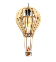 Kapadok Çocuk Genç Odası İçin Doğal Ahşap Mdf 3D Puzzle Uçan Balon Avize- Biblo Ampul Dahil Değildir