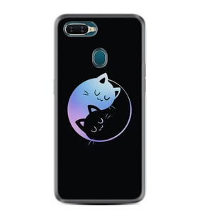 Oppo A5S A15 A16 A54 A55 A73 A74 Kılıf Desemli Silikon Love Cats 1604