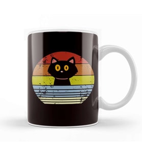 Retro Cat Vintage Kitten Kitty Pet Animal Gift Kupa Bardak Porselen
