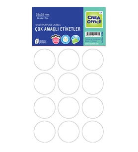 CREA OFC- 1194 25mm YUVARLAK BEYAZ OFİS ETİKETİ 7'Lİ (84)
