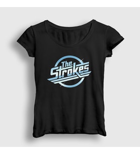 Presmono Kadın Siyah Logo Müzik The Strokes T-Shirt 522539tt