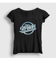 Presmono Kadın Siyah Logo Müzik The Strokes T-Shirt 522539tt