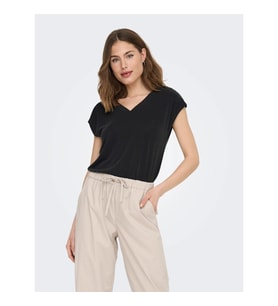 Only Onlfree Life S/S Mod V-Neck Top Jrs Noos Kadın T-shirt (Siyah)