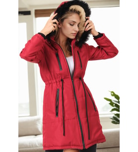 Dewberry Kadın %100 Polyester Kaban Bordo Z6762 Günlük Dış Giyim, Kazak ve Gömlek Kombini, Seyahat Gardırobu
