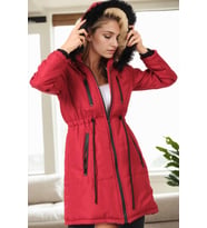 Dewberry Kadın %100 Polyester Kaban Bordo Z6762 Günlük Dış Giyim, Kazak ve Gömlek Kombini, Seyahat Gardırobu