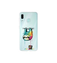 Samsung Galaxy A30 ile Uyumlu Splash Tembel Hayvan Tasarımlı Şeffaf Silikon Kılıf