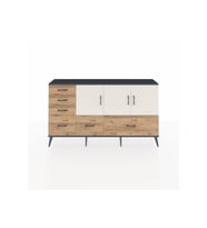 Arges Konsol 4 Raflı 6 Çekmeceli 3 Kapaklı 176x30x99 Antrasit-Aytaşı/Çam
