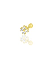 Gümüş altın yaldızlı zirkon taşlı dört yapraklı yonca Tragus helix Piercing küpe SGTL12204GOLD