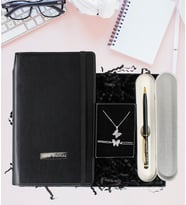Öğretmenler Günü Kişiye Özel Defter & Kalem & Kelebek Kolye-Bileklik Hediye Seti