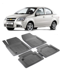 Chevrolet Aveo Uyumlu 3D Havuzlu Universal Oto Paspas Seti - PRF (Siyah-Gri)
