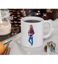BK Gift Kişiye Özel Tam Boy Hamile Kadın Karikatürlü Beyaz Kupa Bardak-1