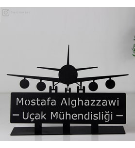 Uçak Mühendisi Masaüstü İsimlik - Metal Masa İsimliği - Kişiye Özel İsimlik