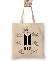 Bts ve imzalar Bez Çanta Uzun Saplı