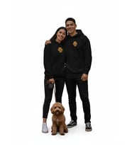Sevgililer Günü Özel Poodle Köpek Figürlü Unisex Siyah Hoodie – Patili Aşklar İçin Kapüşonlu Sweatshirt