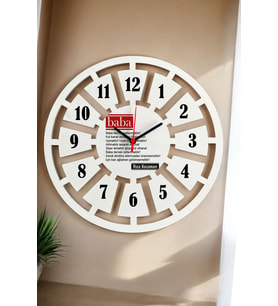Babaya Hediye Duvar Saati 40cm 001 (Beyaz)