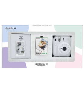 Instax mini 12 Beyaz Fotoğraf Makinesi 10'lu Film ve PVC Albüm Bundle Box
