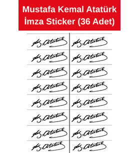 36 Adet Mustafa Kemal Atatürk İmzası, Çıkartma, Kes ve Yapıştır.
