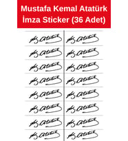 36 Adet Mustafa Kemal Atatürk İmzası, Çıkartma, Kes ve Yapıştır.