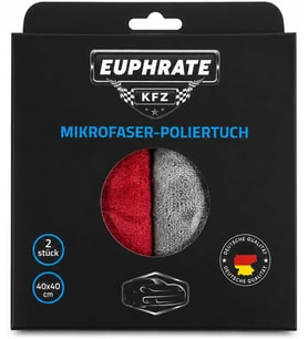 EUPHRATE KFZ 2'li Mikrofiber Temizlik Bezi 40x40 cm – Araç, Cam, Ev ve Hassas Yüzeyler İçin Yüksek Emici Mikrofiber Bez (Gri & Kırmızı)