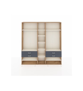 Arges Dolap 11 Raflı 4 Çekmeceli 2 Askılı 220x30x243 Çam-Aytaşı/Antrasit
