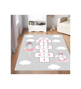 Rovigo Home Dijital Baskı Yıkanabilir Kaymaz Taban Çocuk Halısı RVG4087-SD503 (Gri)