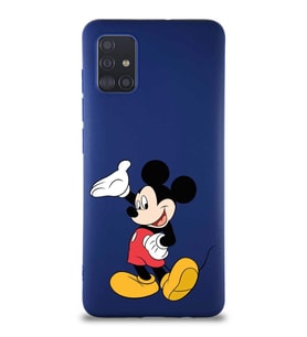 Samsung Galaxy A51 Soft Premier Kapak Mickey Mouse-C Tasarımlı Silikon Kılıf - Lacivert (Şeffaf)