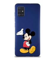 Samsung Galaxy A51 Soft Premier Kapak Mickey Mouse-C Tasarımlı Silikon Kılıf - Lacivert (Şeffaf)