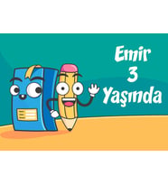 kalem ve defter teamlı doğum günü afişi 35X50 cm