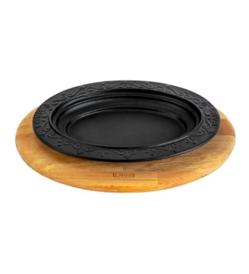 Lava Döküm Oval Döner, Kebap Tabağı Kayın Servis Ahşabı. Ölçü 32x23cm.