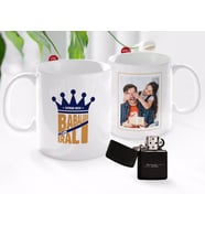 BK Gift Kişiye Özel Babalar Günü Hediyesi Fotoğraflı Kupa Bardak ve Benzinli Çakmak Seti-20 (Model 1)