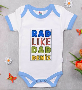 BK Kids Kişiye Özel Mavi Bebek Body Zıbın - Model 113