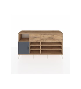 Kronos Konsol 6 Raflı 2 Çekmeceli Tek Kapaklı  176x59x99 Çam-Antrasit/Çam