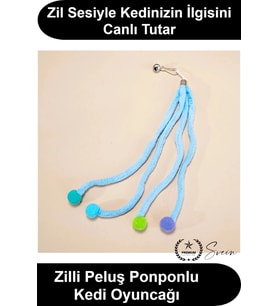 #KediOyuncağı Zilli Yumuşak Peluş Ponponlu Kedi Oyuncağı Sesli Renkli Klipsli Asılabilir Evcil Hayva