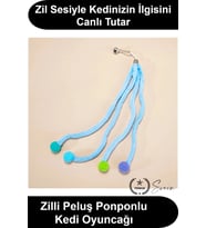 #KediOyuncağı Zilli Yumuşak Peluş Ponponlu Kedi Oyuncağı Sesli Renkli Klipsli Asılabilir Evcil Hayva
