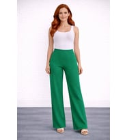 Beli Lastikli Bol Paça Polyester Pantolon