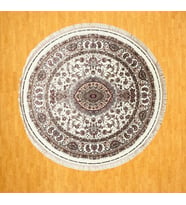 Çiçek Motifli 250 x 250 Yuvarlak İpek Halı