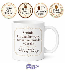 Eşinden Babaya Hediye Özel Tasarım Kupa Bardak Babalar Günü Hediyesi