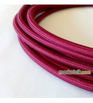 Marketcik 2x0,50mm Bordo Renk Dekoratif Örgülü Kumaş Kablo, 1 Metre