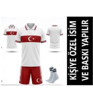 Türkiye Milli Takım Çocuk Forması Polo Yaka Y01 Kişiye Özel İsim Yazılır (Çorap Hediye )