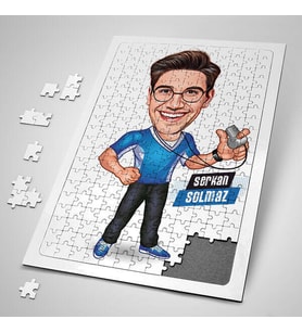Hakemlik Yapan Erkek Karikatürlü 240 Parça Kişiye Özel  Puzzle
