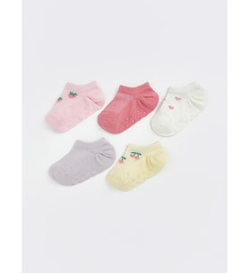 LCW baby Pembe Kız Bebek Kaydırmaz Tabanlı Patik Çorap 5'li