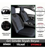 Ford (EUROPA) Escort Sw  Uyumlu Arı Serisi Gri Pamuklu Kumaş Koltuk Kılıfı Standart Gri Beyaz
