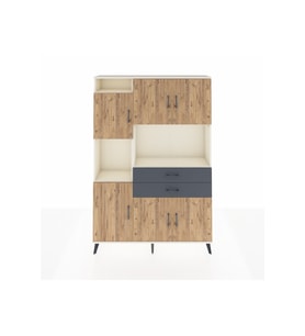 Arges Dolap 8 Raflı 2 Çekmeceli 6 Kapaklı 132x30x195 Aytaşı-Çam/Antrasit