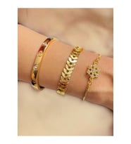 Altın Kaplama 3 lü Kombin Bileklik Seti Gold Renk Kadın Zincir Bilezik Künye Asansör Pandora